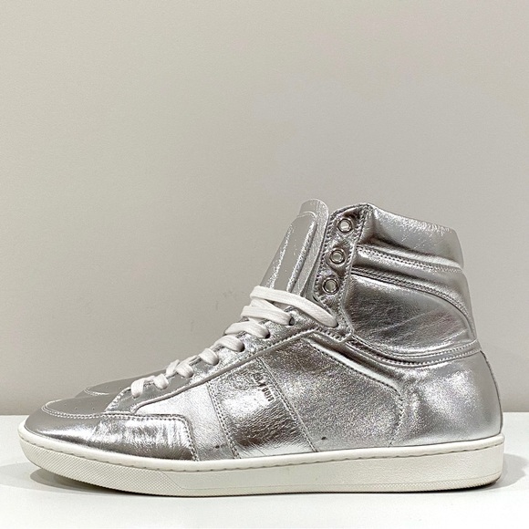 Saint Laurent Argento Metallic Silver Sneakers sz US-8 EU-41 - Picture 5 of 12
